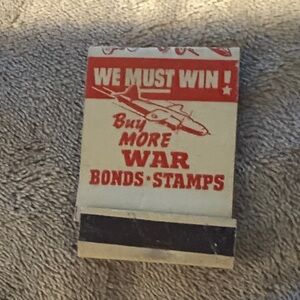 Vintage War Bonds Matchbook: Buy More War Bonds & Stamps, WW2 Patriotic